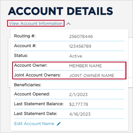 PenFed Online - Account Ownership